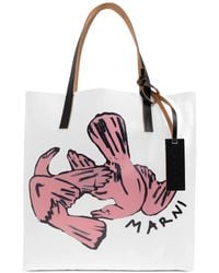 Marni - Bird-print Leather Tote Bag - Lyst