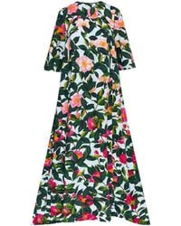 Oscar de la Renta - Floral-print Cotton-blend Dress - Lyst