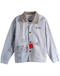 SAITOS - Graphic-Print Corduroy-Collar Cotton Jacket - Lyst