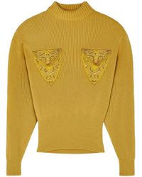 Versace - Gerippter Pullover Mit Verzierter Tasche - Lyst