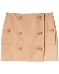 Burberry - Cotton Gabardine Mini Trench Skirt - Lyst