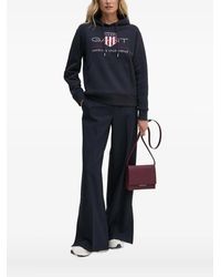 GANT - Felpa Con Cappuccio E Logo - Lyst