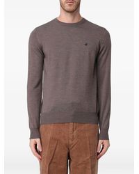 Brooksfield - Logo-Embroidered Crew-Neck Sweater - Lyst