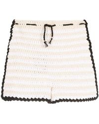 Framed Yin Yang Crochet Shorts - White