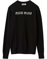 Miu Miu - Intarsia Knit Logo Jumper - Lyst