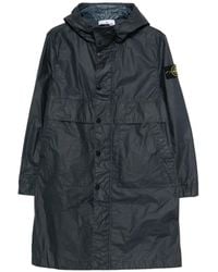 Stone Island - Button-Fastening Hooded Coat - Lyst