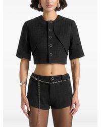 Manière De Voir - Alba Mock-Neck Curve-Detail Tweed Top - Lyst