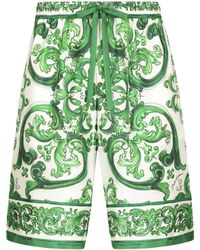 Dolce & Gabbana - Maiolica Print Silk Bermuda - Lyst