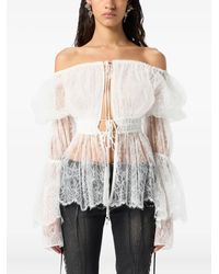 Blumarine - Off-Shoulder Blouse Met Kant - Lyst