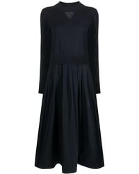 Peserico - Knitted-Panel Flared Midi Dress - Lyst