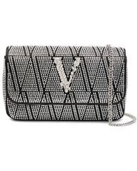 Versace - Bolso de hombro Virtus con detalles de cristal - Lyst