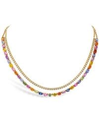 Pragnell - 18Kt Rose Fancy Sapphire And Diamond Two-Row Necklace - Lyst