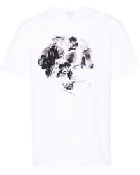 Alexander McQueen - Katoenen T-shirt Met Doodskopprint - Lyst