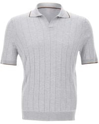Gran Sasso - Ribbed-Trim Polo-Collar T-Shirt - Lyst