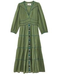Ba&sh - Pahina Embroidered Tiered Flared Midi Dress - Lyst