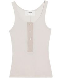 Ami Paris - Button-Front Cotton-Rib Tank Top - Lyst