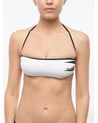 KARL LAGERFELD - Logo-Print Bandeau Bikini Top - Lyst