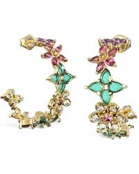 Guess - Secret Garden Crystal-Flower Hoop Earrings - Lyst