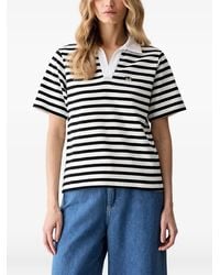 KARL LAGERFELD - Striped Logo-Patch Polo Shirt - Lyst