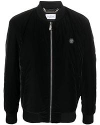 Philipp Plein - Logo-Patch Zip-Up Bomber Jacket - Lyst
