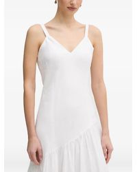 DKNY - V-Neck Ruffled Midi Dress - Lyst