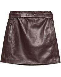 Arma - Belted Leather Mini Skirt - Lyst