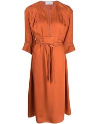 Yves Salomon - Belted-Waist Midi Dress - Lyst