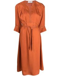 Yves Salomon - Belted-waist Midi Dress - Lyst