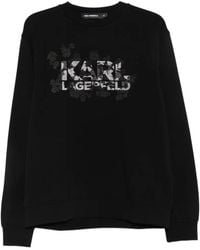 KARL LAGERFELD - Logo-Embroidered Crew-Neck Sweatshirt - Lyst