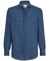 Brunello Cucinelli - Délavé Linen Easy Fit Shirt With Spread Collar - Lyst
