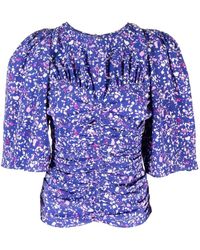 Isabel Marant - Speckle-print Ruched Blouse - Lyst