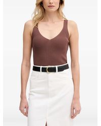 GAUDI - Ribbed-Knit V-Neck Top - Lyst