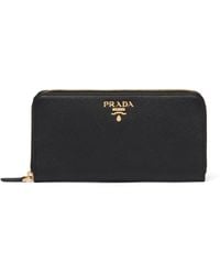 Prada - Portafoglio Grande Con Placca Logo - Lyst