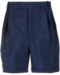 Bally - Pleated Mohair-wool Blend Shorts - Lyst