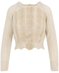 Ermanno Scervino - Lace-Panelled Pointelle-Knit Cardigan - Lyst