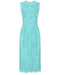 Dolce & Gabbana - Floral-Lace Sleeveless Midi Dress - Lyst