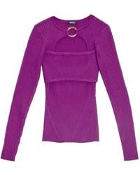 Just Cavalli - Cut-Out Ribbed Sweater - Lyst