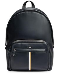 BOSS - Stripe-detail Faux-leather Backpack - Lyst