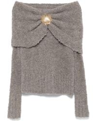 GIUSEPPE DI MORABITO - Seashell-Detail Off-Shoulder Knitted Sweater - Lyst