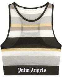 Palm Angels - Striped Lurex Knit Logo Top - Lyst