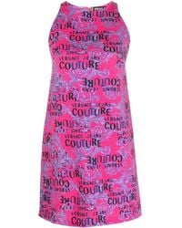 Versace - Logo Couture-print Sleeveless Minidress - Lyst