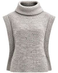 Patrizia Pepe - Ribbed-Knit Hooded Vest - Lyst