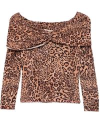 Twinset - Schulterfreier Pullover mit Leoparden-Print - Lyst