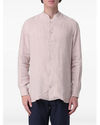 Eleventy - Band-Collar Linen Shirt - Lyst
