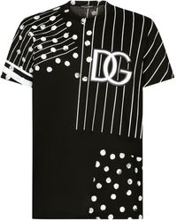 Dolce & Gabbana Camiseta de algodón estampado con logotipo DG - Negro