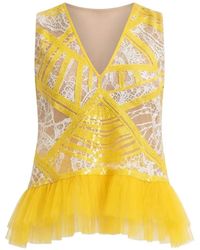 Gemy Maalouf - Sequin-Embellished Ruffled Top - Lyst