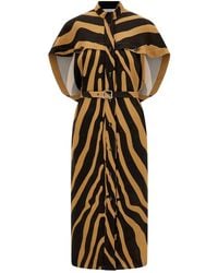 Ferragamo - Buttoned Belt Twill Mini Dress - Lyst