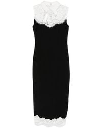Self-Portrait - Contrast-Lace Bodice Midi Dress - Lyst
