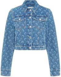 Marine Serre - Giacca Denim Con Stampa Moon - Lyst