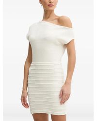 Guess - Geribbelde Mini-Jurk Met Asymmetrische Hals - Lyst